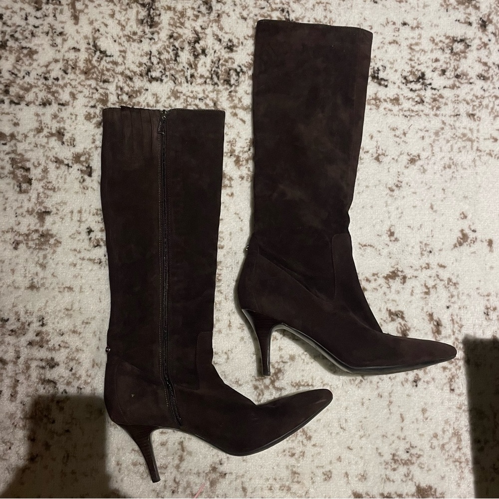 Calvin Klein Brown Suede Knee High Boots (Vintage)